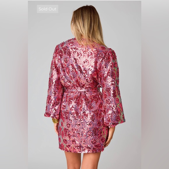 NEW with tags! Buddy Love Adeline Sequin Wrap Dress in Wild Strawberry. Size XS - Picture 4 of 5